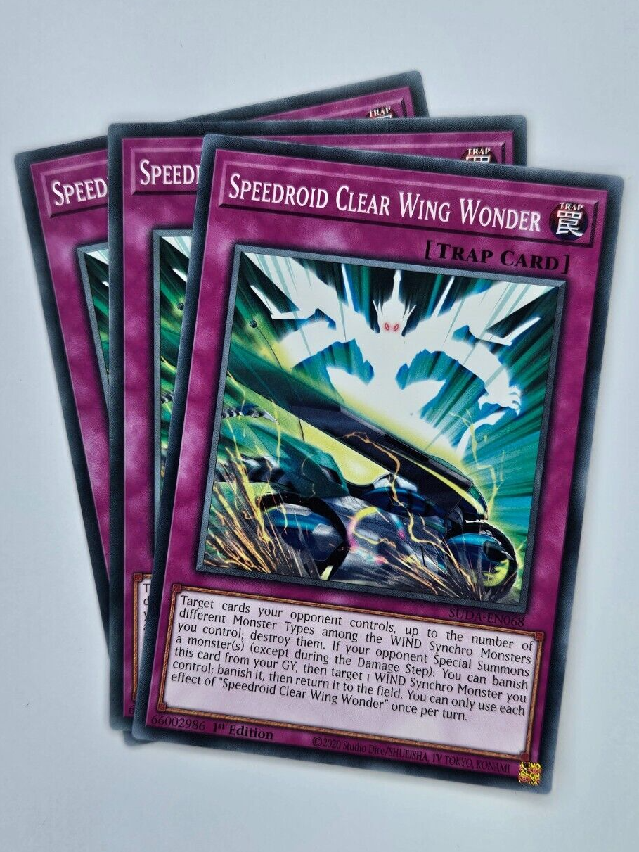 ㊙️ Yu Gi Oh - 3X SUDA-EN068 Speedroid Clear Wing Wonder - Supreme Darkness