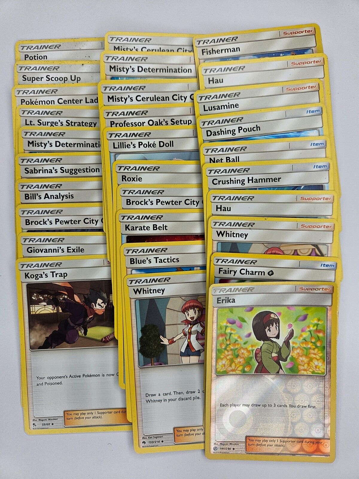 ⚡ 30 Pokemon Trainer Card Bundle Including 1 Erika Reverse Holo