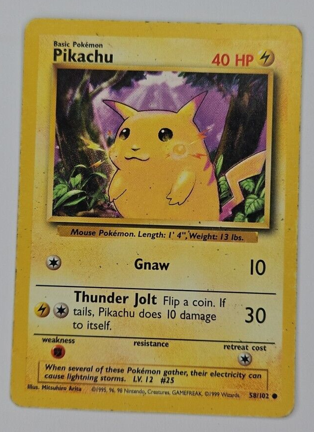⚡ Pokemon TCG - 58/102 Pikachu - Regular - Common - Base Set