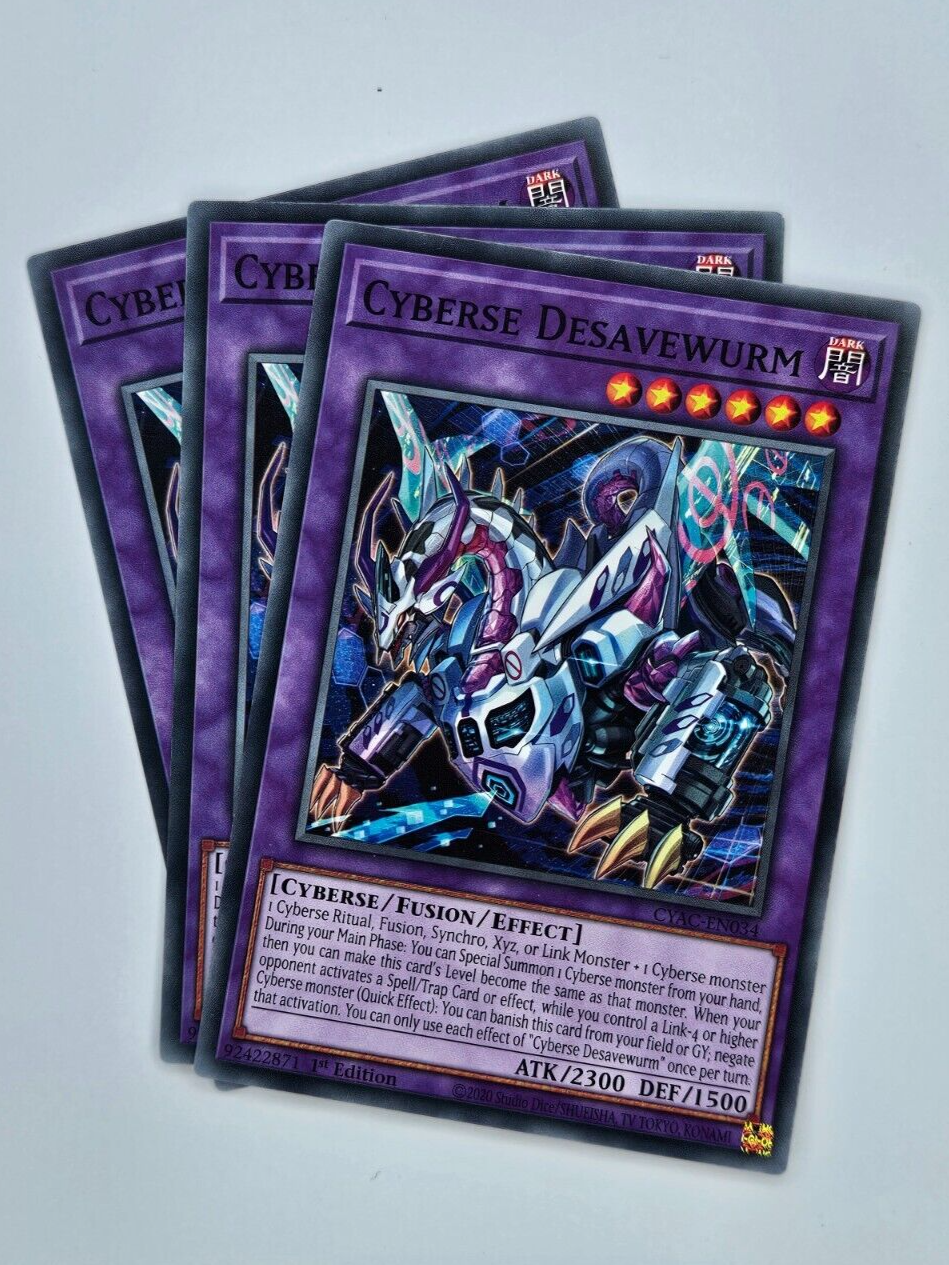 ㊙️ Yu Gi Oh - 3X CYAC-EN034 Cyberse Desavewurm - Cyberstorm Access