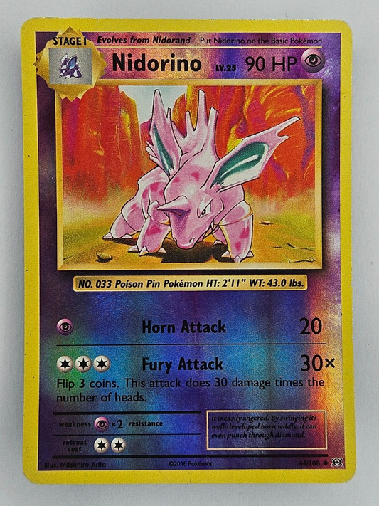 ⚡️ Pokemon TCG - 44/108 Nidorino - Reverse Holo - Uncommon - Evolutions